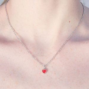 Brandy Melville Red Heart Necklace in Silver🤍